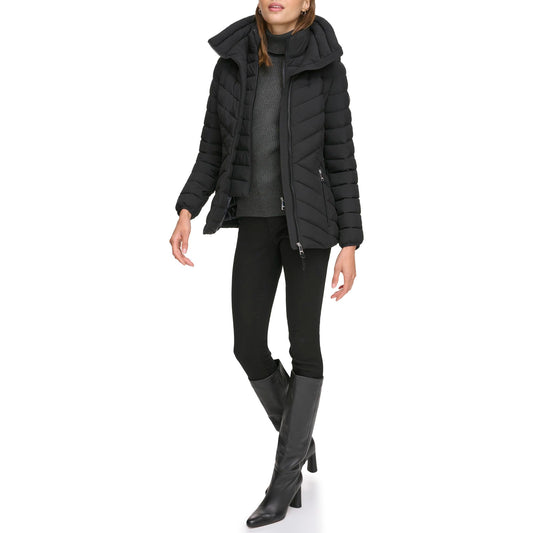 DKNY Women's Hooded Puffer Jacket, Black