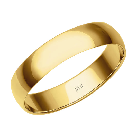 4MM Solid Gold Men's Wedding Band - Lightweight Wedding Ring for Men; 10K Yellow Gold Jewelry; Plain Mens Wedding Band; Comfortable Classic Gold Rings for Men, Size 10, by Brilliant Expressions