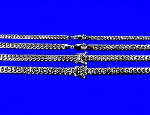 14K White Gold Miami Cuban Necklace Bracelet Chain Link Real Men Women Jewelry 14.7g | 5mm | 20 Inches | MADE IN ITALY