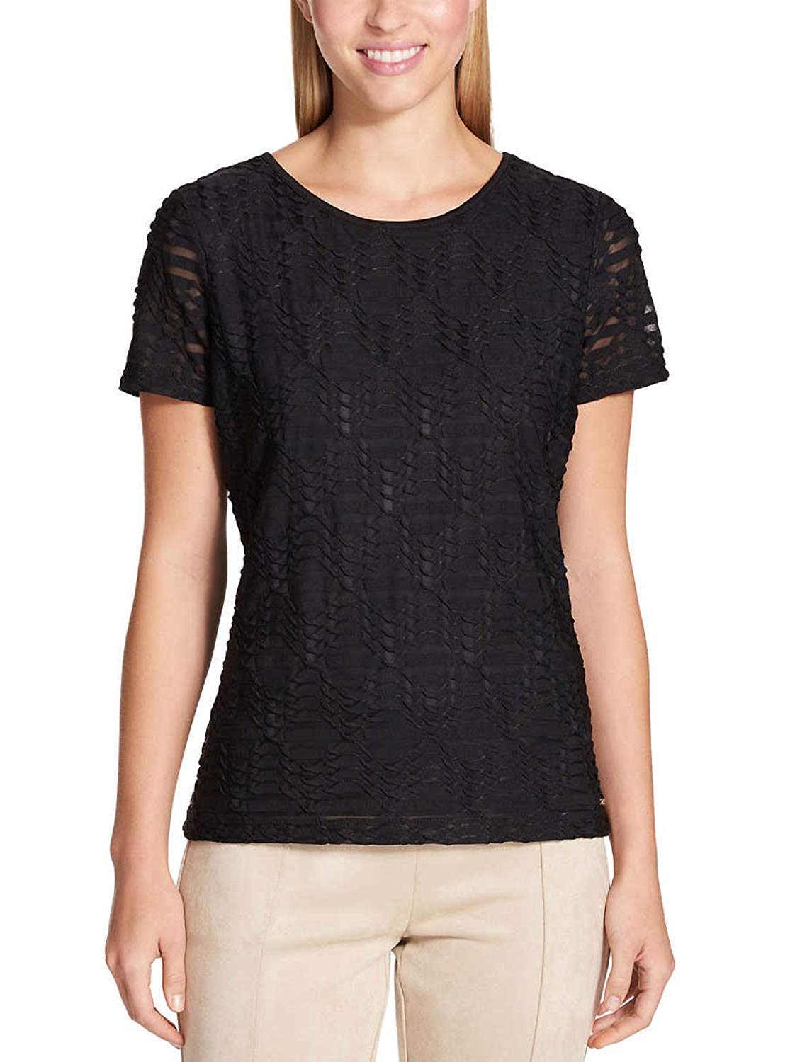 Calvin Klein Women's Stretch Textured Shirt (Black, X-Large)