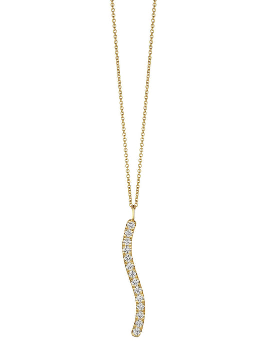 14K Diamond Wavy Vertical Pendant Necklace
