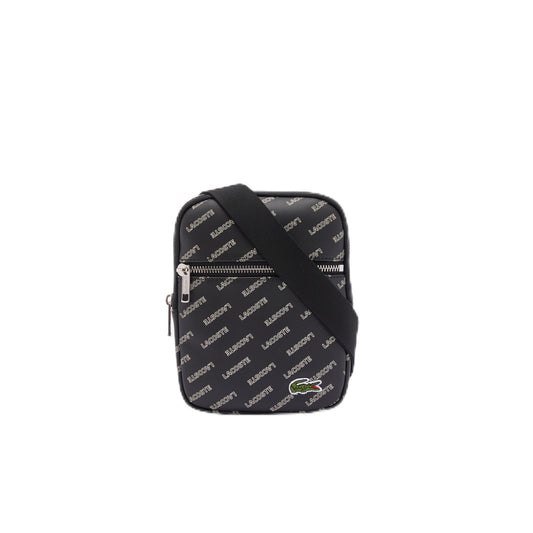 Lacoste Men's LCST Logo Small Flat Crossover Bag, BLACK, ONE SIZE