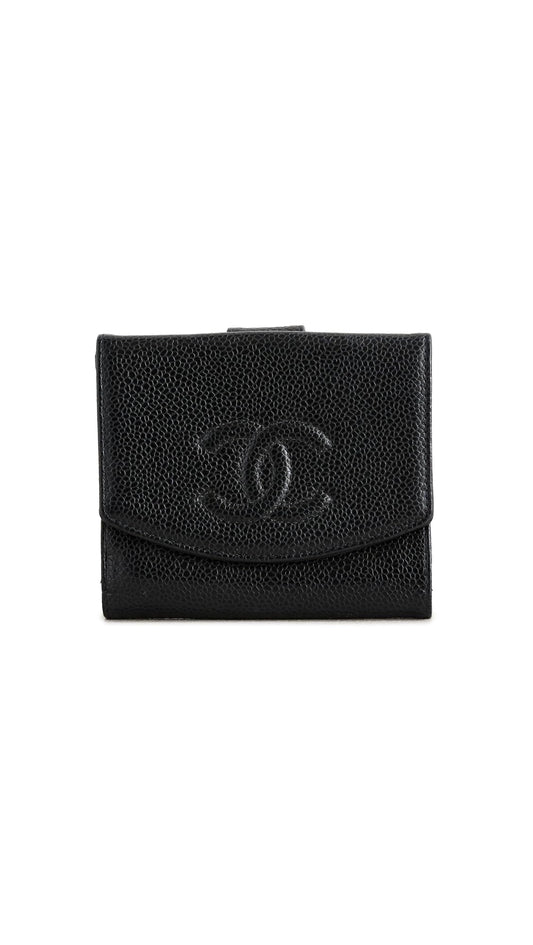 WHAT GOES AROUND COMES AROUND Women's Pre-Loved Chanel Black Caviar Timeless CC Compact Wallet, Black, One Size