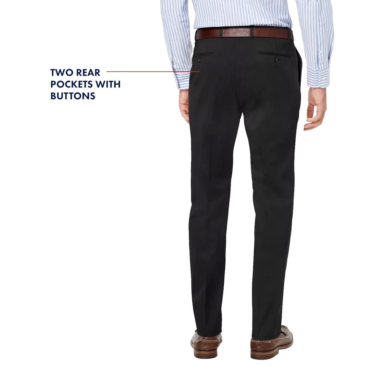 Tommy Hilfiger Men’s Modern-Fit Comfort Stretch Performance Pant, Black, 34W X 32L