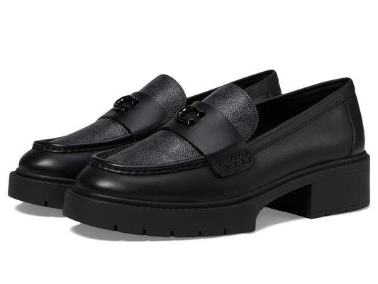 Coach® Leah Loafers for Women – Leather and Synthetic Construction – Cushioned Insole – Round Toe Black 10 B - Medium