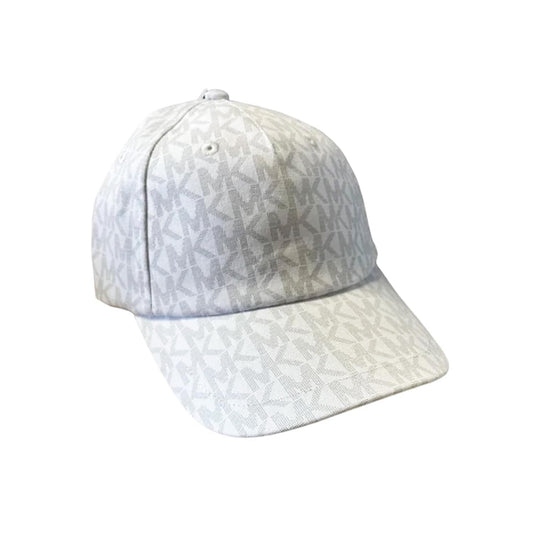Michael Kors MK Logo Signature Hat White MK Gray Logo Print Stretch Cotton Baseball Cap