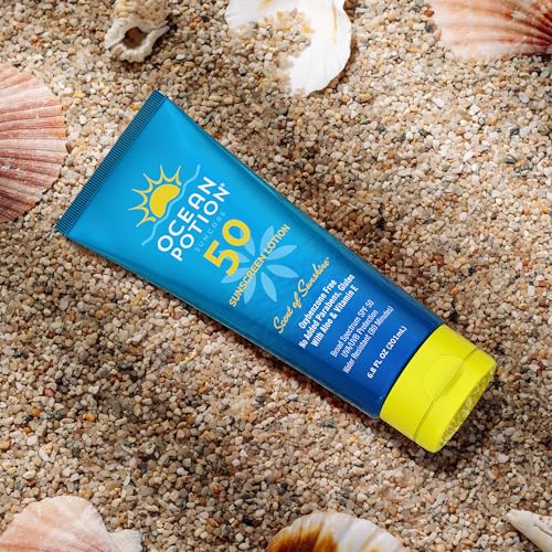 Ocean Potion SPF 50 Sunscreen Body Lotion, Broad Spectrum UVA/UVB Sun Protection with Aloe and Vitamin E, Water-Resistant Non-Greasy Sunscreen, 6.8 oz