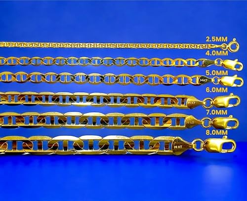 14K Yellow Gold SOLID Anchor Mariner Necklace Bracelet Chain Link Men Women Jewelry 6.4g | 6mm | 8 Inches | MADE IN ITALY