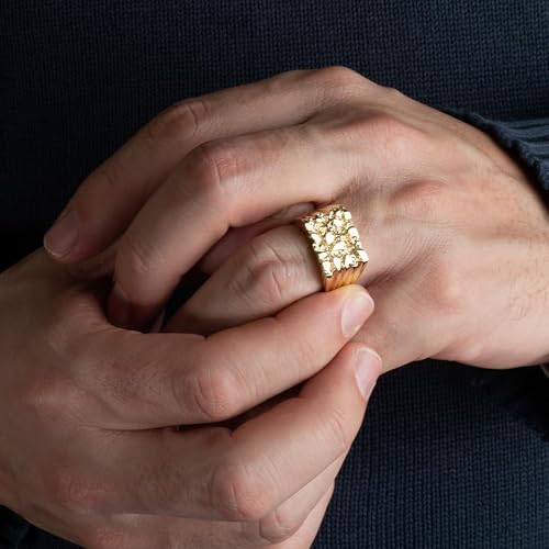 10K Yellow Gold Men's Elegant Nugget Ring - Size 10