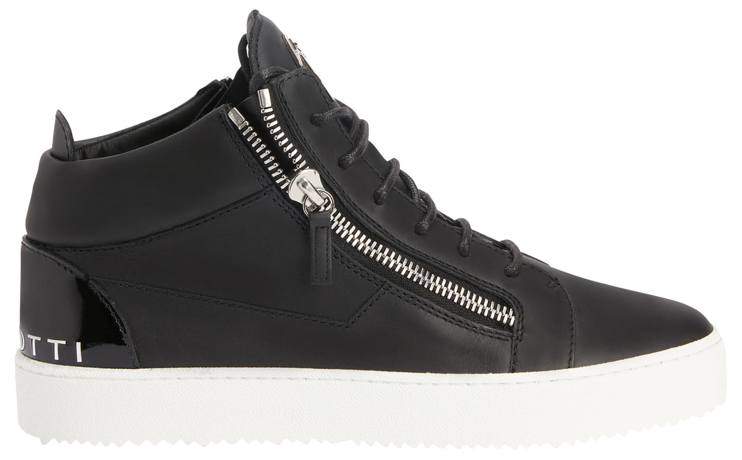 Giuseppe Zanotti, Kriss Mid Top Mirror Effect Men's Sneakers, 14, Black