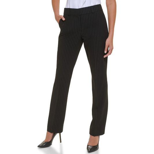 Tommy Hilfiger Pinstripe Sutton Bootcut Pants Black/Ivory 10