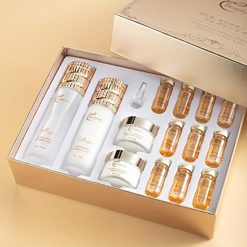 Collagen Skincare Set - 14pcs - Face Care with Niacinamide, Hyaluronic Acid - Smoothing Skin & Firming Skin,Hydrating Skincare kit Include Toner, Serum, Lotion, Eye Cream, Face Cream （Korean -style）