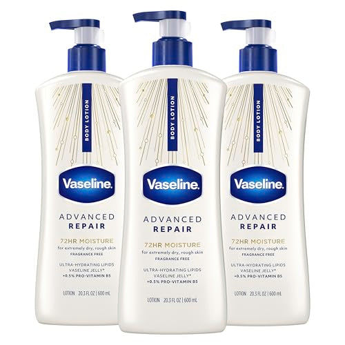 Vaseline Advanced Repair Body Lotion for Dry Skin, Unscented 20.3oz 3ct