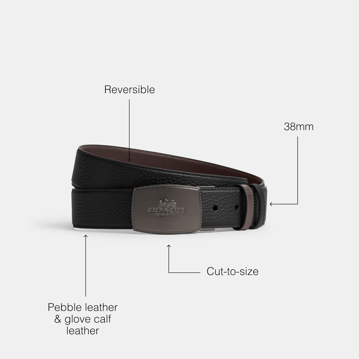 Stitched Plaque CTS/Rev Lthr Belt
