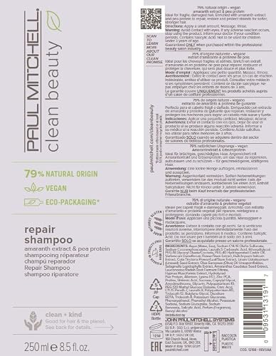 Paul Mitchell Clean Beauty Repair Shampoo, Strengthens and Protects, For Damaged, Brittle Hair, 8.5 fl. oz.