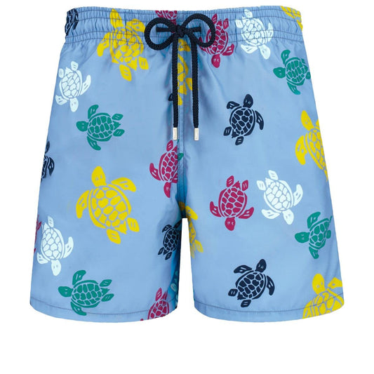 Vilebrequin Men Classic Swim Short in Ronde Des Tortues Multicolore, Divin, S
