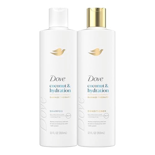 Dove Shampoo and Conditioner Coconut & Hydration 2 Count for Dry Hair with Bio-Protein Care Technology and Coconut Oil 12 Fl Oz