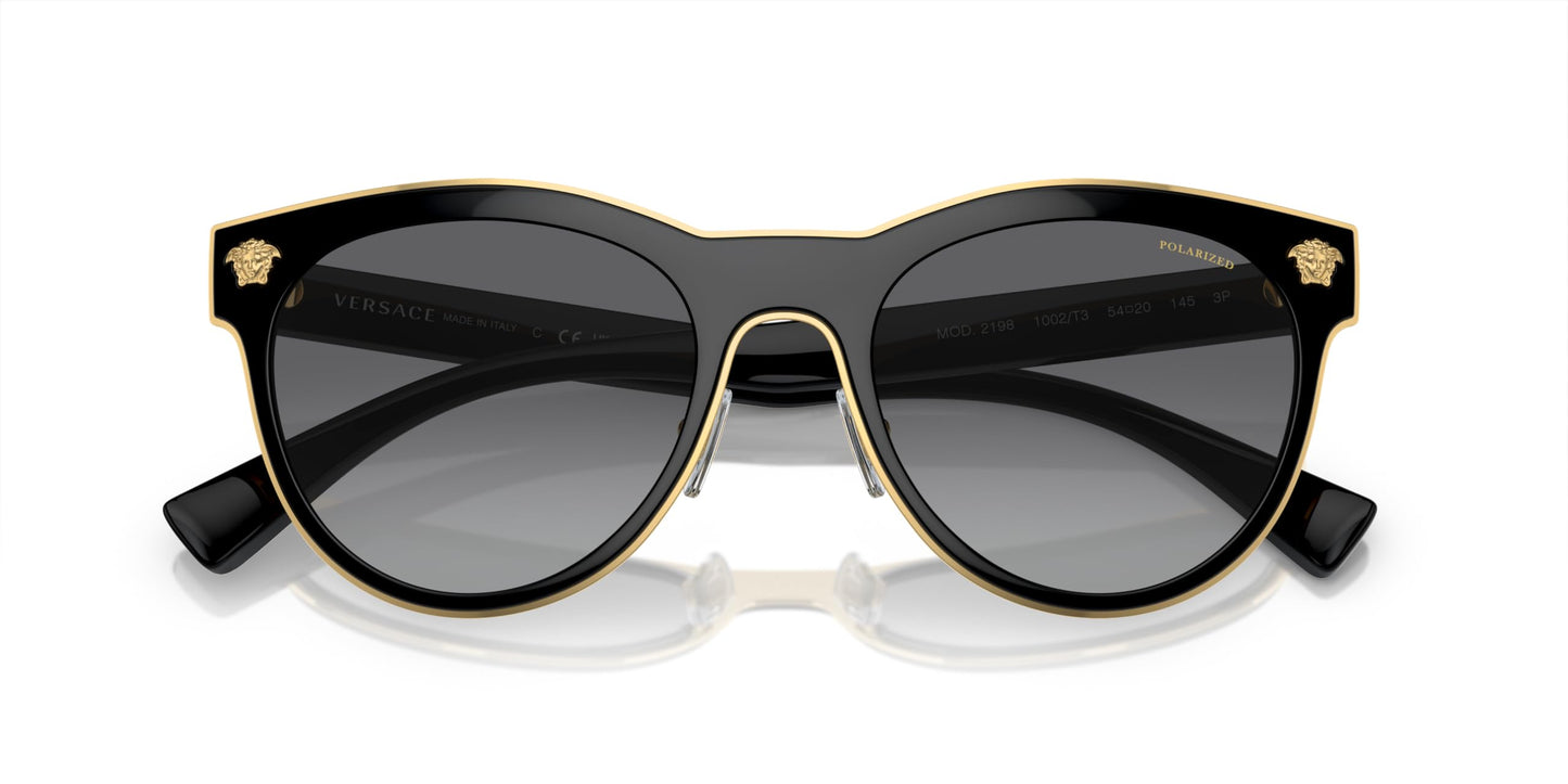 Versace Woman Sunglasses Black Frame, Light Grey Gradient Grey Lenses, VE2198 1002T3 54MM