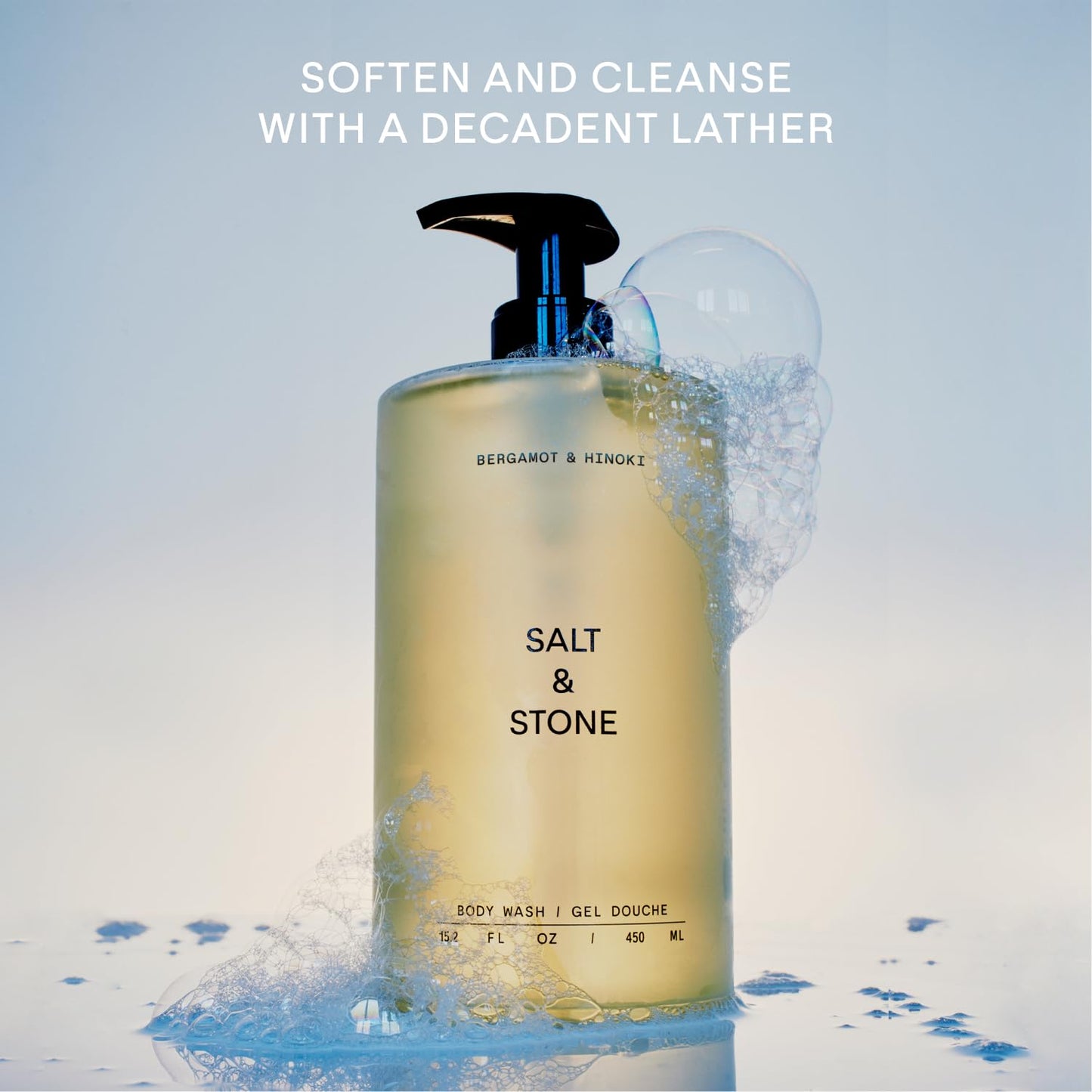 SALT & STONE Antioxidant-Rich Body Wash - Bergamot & Hinoki | Cleanse, Nourish & Soften Skin with Niacinamide & Hyaluronic Acid | Free From Parabens, Sulfates & Phthalates (15.2 fl oz)