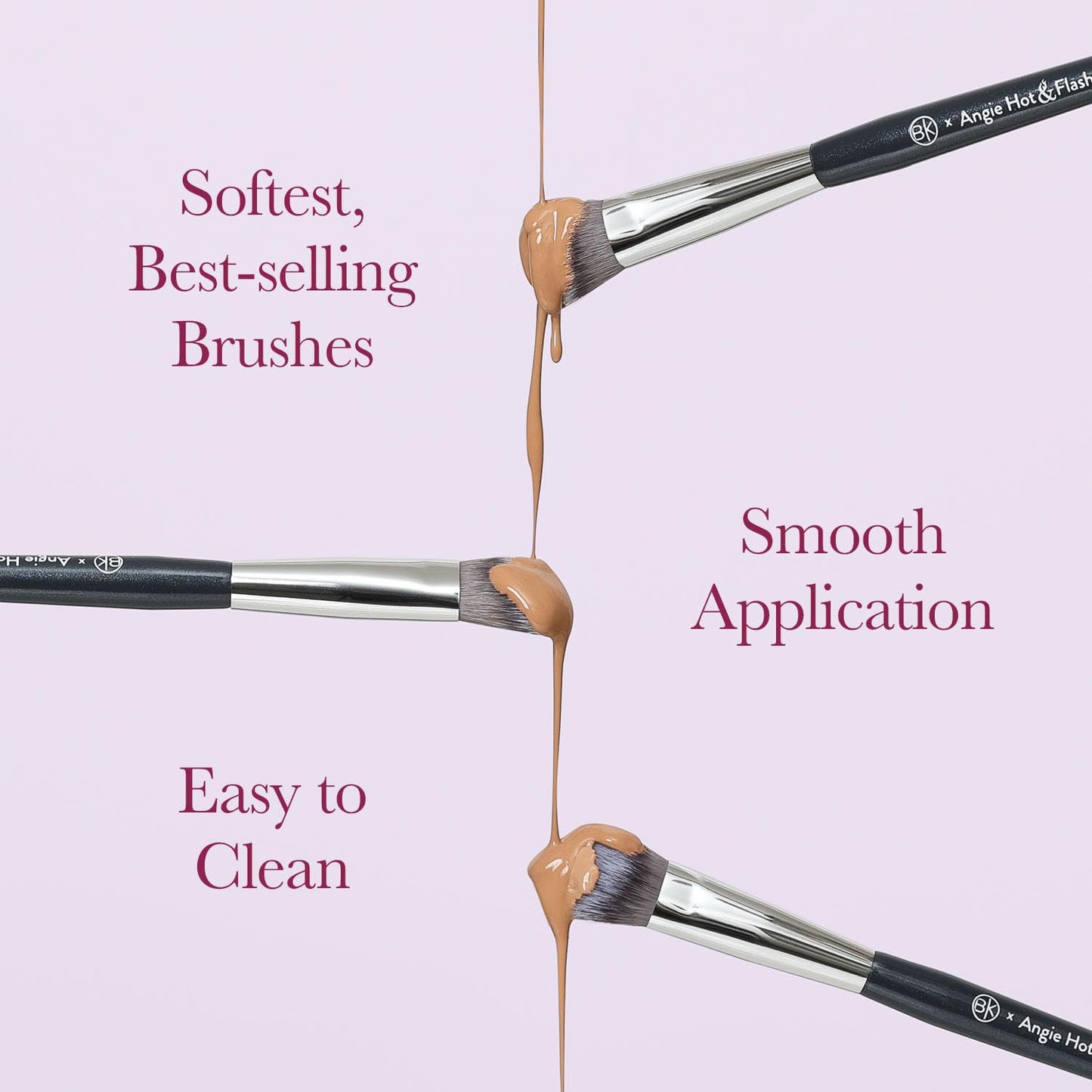 BK BEAUTY BRUSHES - ANGIE HOT & FLASHY Brush Set (7PC) - Viral Under-Eye Concealer, Eye Shadow, | Bronzer, Blush & Highlighter Makeup Brushes