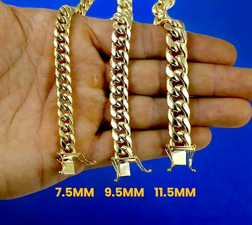10K Yellow Gold Miami Cuban Necklace Bracelet Chain Men Women Jewelry 1.1g | 2mm | 7 Inches | MADE IN ITALY