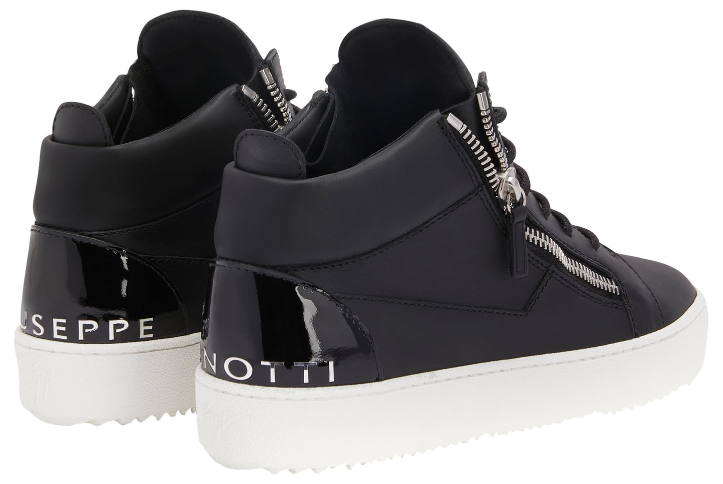 Giuseppe Zanotti, Kriss Mid Top Mirror Effect Men's Sneakers, 14, Black