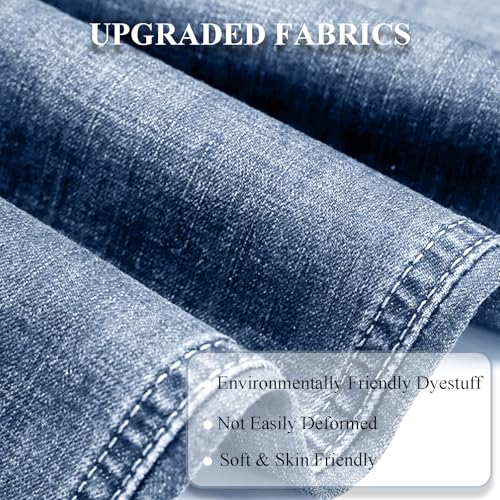 Classic Fit Jeans for Men Embroidered Design All Season Adult Denim Work Pants Everyday Casual Style Men's Pants (US, Waist, 32, Regular, Blue)
