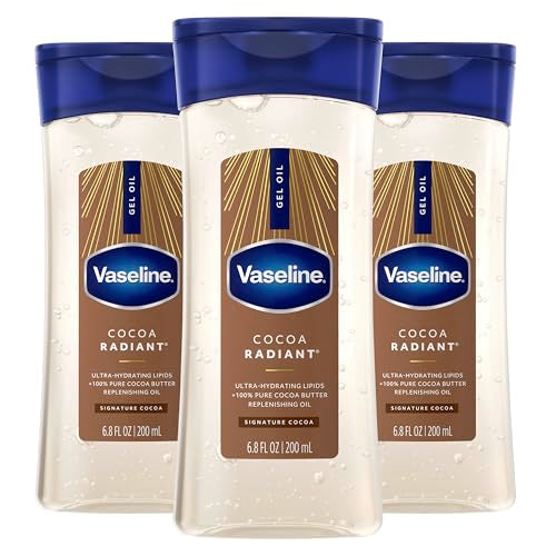 Vaseline Cocoa Radiant Body Gel Oil, Glowing Skin + Cocoa Butter 6.8oz 3ct