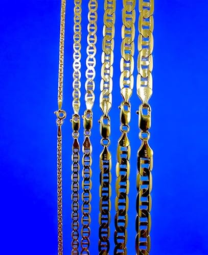 14K Yellow Gold SOLID Anchor Mariner Necklace Bracelet Chain Link Men Women Jewelry 6.4g | 6mm | 8 Inches | MADE IN ITALY
