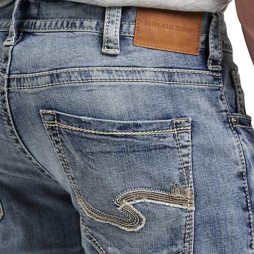 Silver Jeans Co. Men's Eddie Athletic Fit Tapered Leg Jeans, Medium Indigo, 34W x 32L