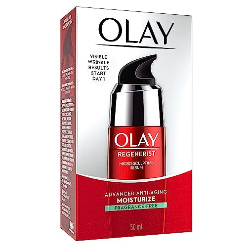 Olay Regenerist Micro Sculpting Serum, Fragrance Free Anti Aging Face Serum for Daily Use, Hydrating and Firming Facial Serum for Smoother Skin and Wrinkle Appearance, Lightweight Formula, 1.7 Fl Oz