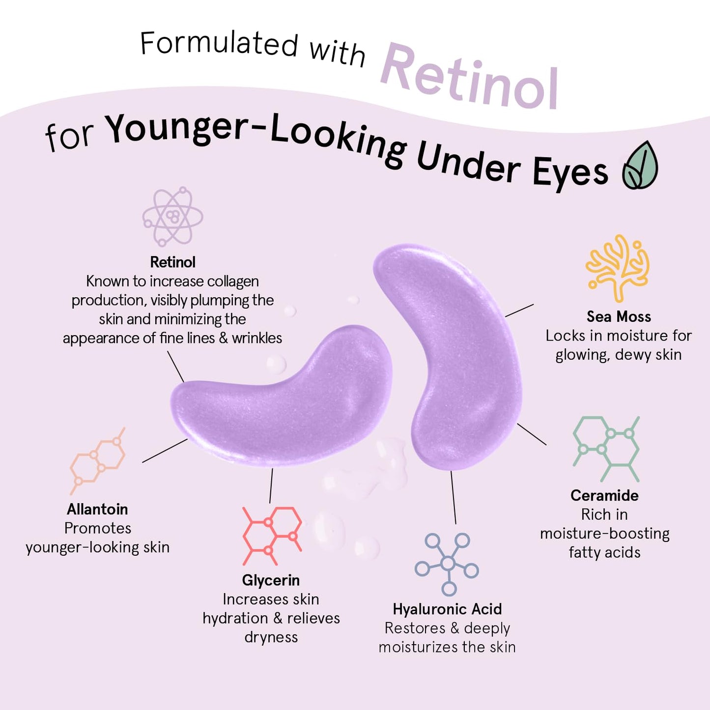 grace & stella Purple Eye Treatment Gels - Dermatologist Tested - Under Eye Masks With Retinol - Restoring Under Eye Patches for Puffy Eyes and Dark Circles - Vegan, Cruelty-Free, 24 Pairs