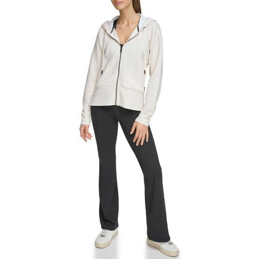 DKNY Women's Performance Hoodie Tech Ottoman Full Zip, Sand