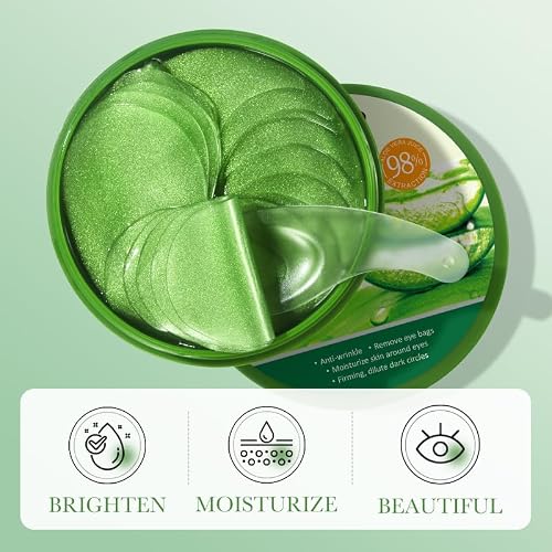 Aero Zen Aloe Vera Eye Mask- 60 PCS Aloe Vera Under Eye Patches-Under Eye Patches for Dark Circles,Eye Puffiness & Dark Circles Treatment,Reduces Wrinkles & Fine Lines,Improves & Firms Eye Skin