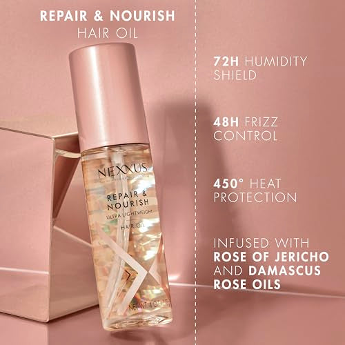 Nexxus Ultra Lightweight Hair Oil Repair & Nourish for Intense Nourishment with StyleProtect Technology & Rose of Jericho Oil 4 oz
