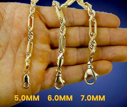 14K Yellow Gold SOLID Milano Figaro Rope Necklace Bracelet Chain Men Women Jewelry 57.8g | 6mm | 22 Inches | MADE IN ITALY