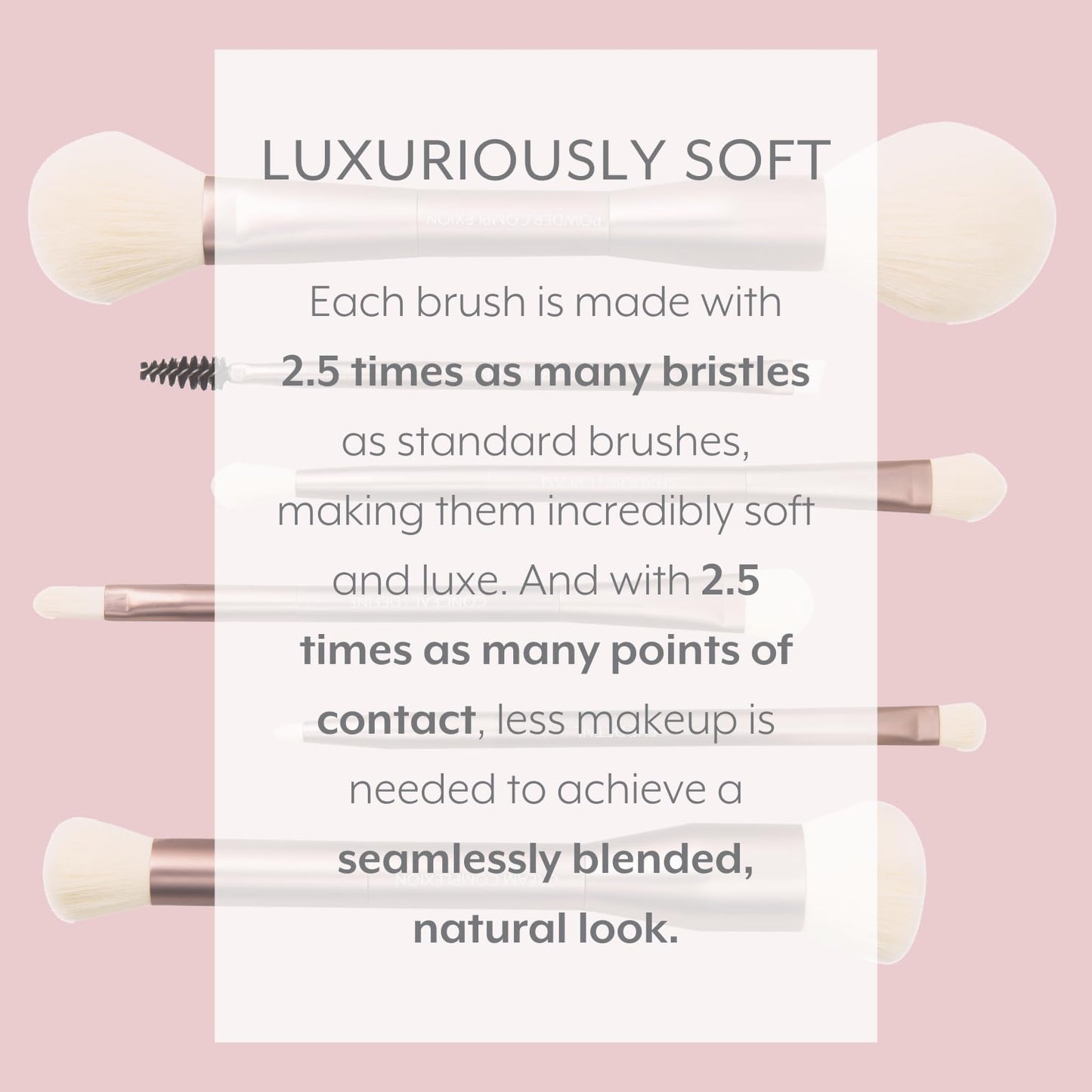 Sustainable Luxury 6 Dual-Ended Makeup Brush Set with Travel Case for a full-face application, Professional Makeup Brushes Set, Cream & Powder Complexion, Conceal/Define, Brow/Line, Crease/Eye Detail