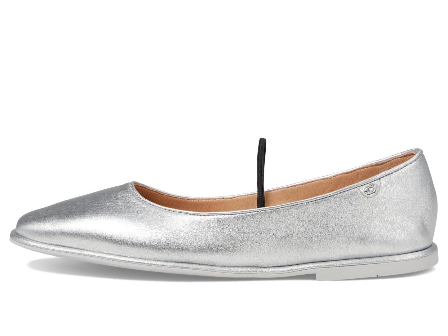 Coach Women's Emilia Metallic Leather Mary Jane Flat, Silver, 8.5