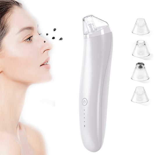 Keratin Remover, Blackhead Remover Pore Vacuum - Electric Face Vacuum Pore Cleaner Acne White Heads Removal with 3 Modes and 4 Suction Heads, Extractions Tool (White)