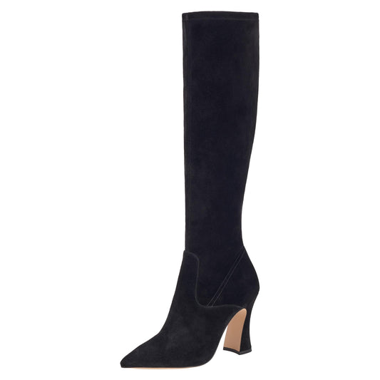 Coach Women's Cece Suede Boot Knee High, Black, 8.5