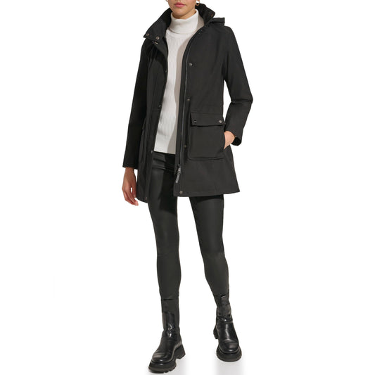 DKNY Women's Softshell Hooded Coat, Black