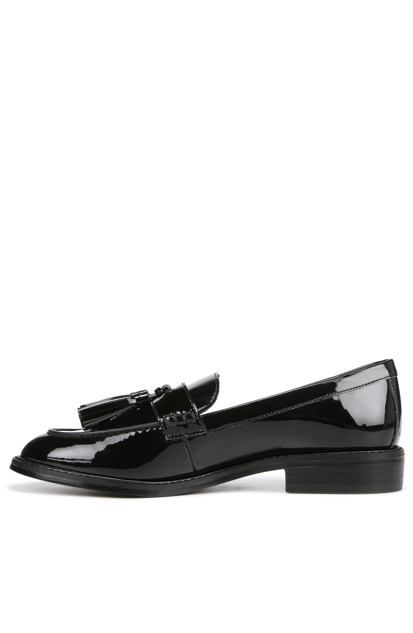 Franco Sarto Womens Carolynn Slip On Tassel Loafers Black Patent 9 W