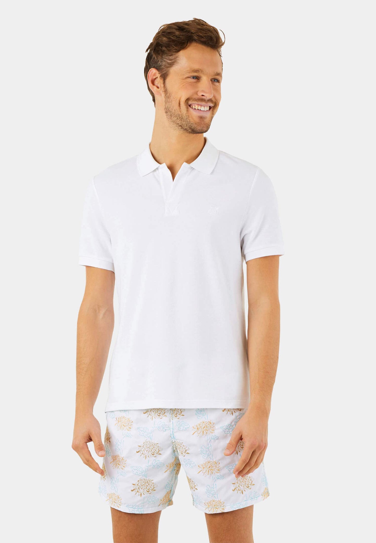 Vilebrequin Men Organic Cotton Pique Polo Shirt Solid, L, White