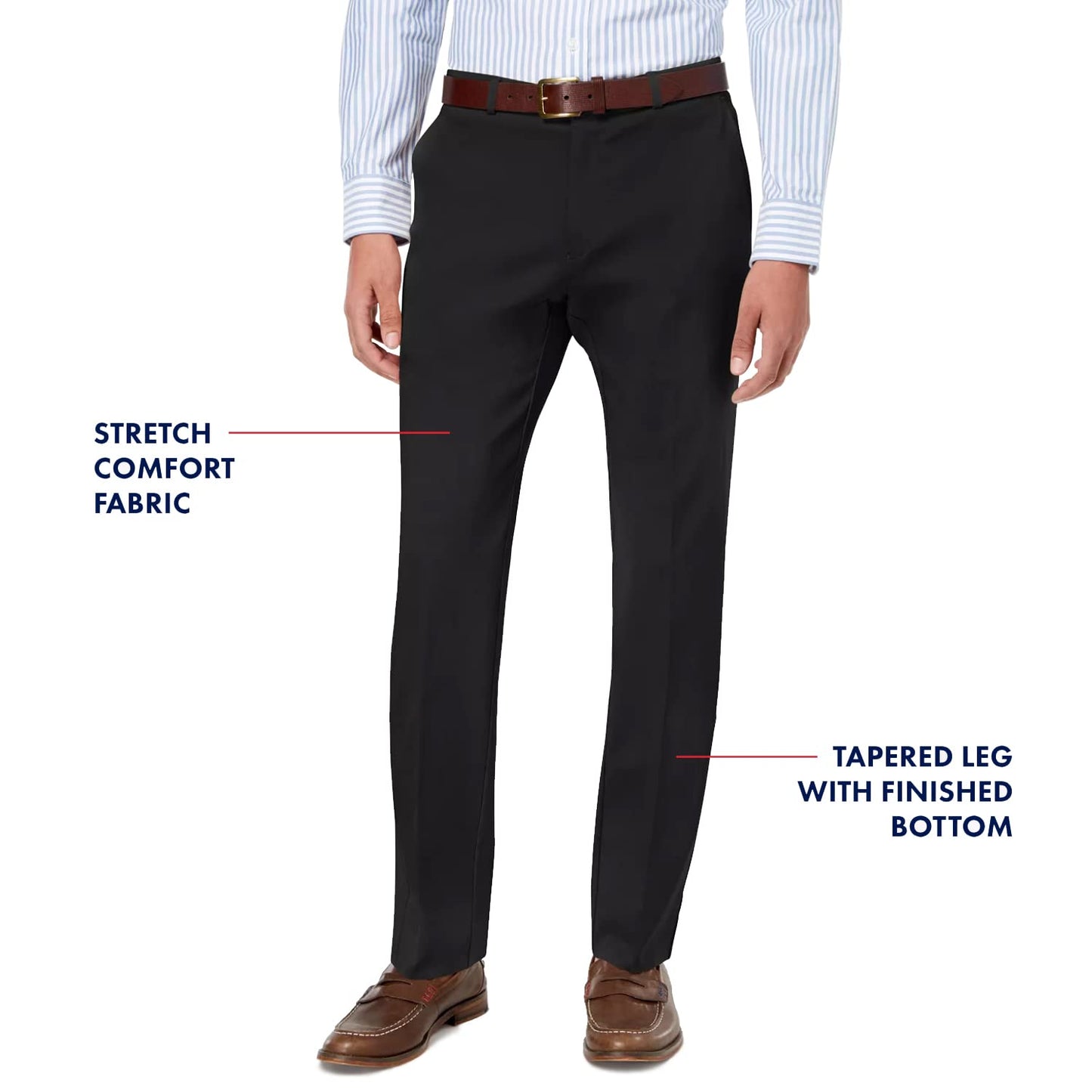 Tommy Hilfiger Men’s Modern-Fit Comfort Stretch Performance Pant, Black, 34W X 32L