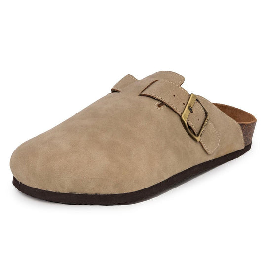Nautica Women Mens Clogs Mules Vegan Suede Cork Footbed Buckle Sandals Comfort Potato Shoes with Arch Support -Rundu-Taupe-Size 8