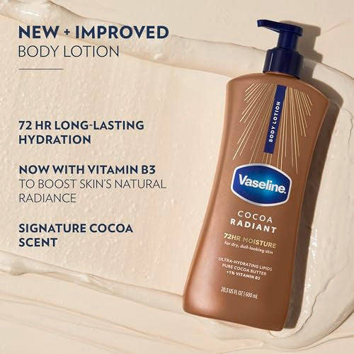 Vaseline Cocoa Radiant Body Lotion for Dry Skin + Cocoa Butter 20.3oz 3ct