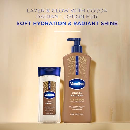 Vaseline Cocoa Radiant Body Gel Oil, Glowing Skin + Cocoa Butter 6.8oz 3ct