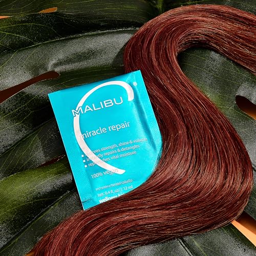 Malibu C Miracle Repair Hair Reconstructor (1 Packet) - Nourishing Hair Repair Treatment for Weak, Damaged Strands - Flax Protein & Vitamin B5 for Hair Strength