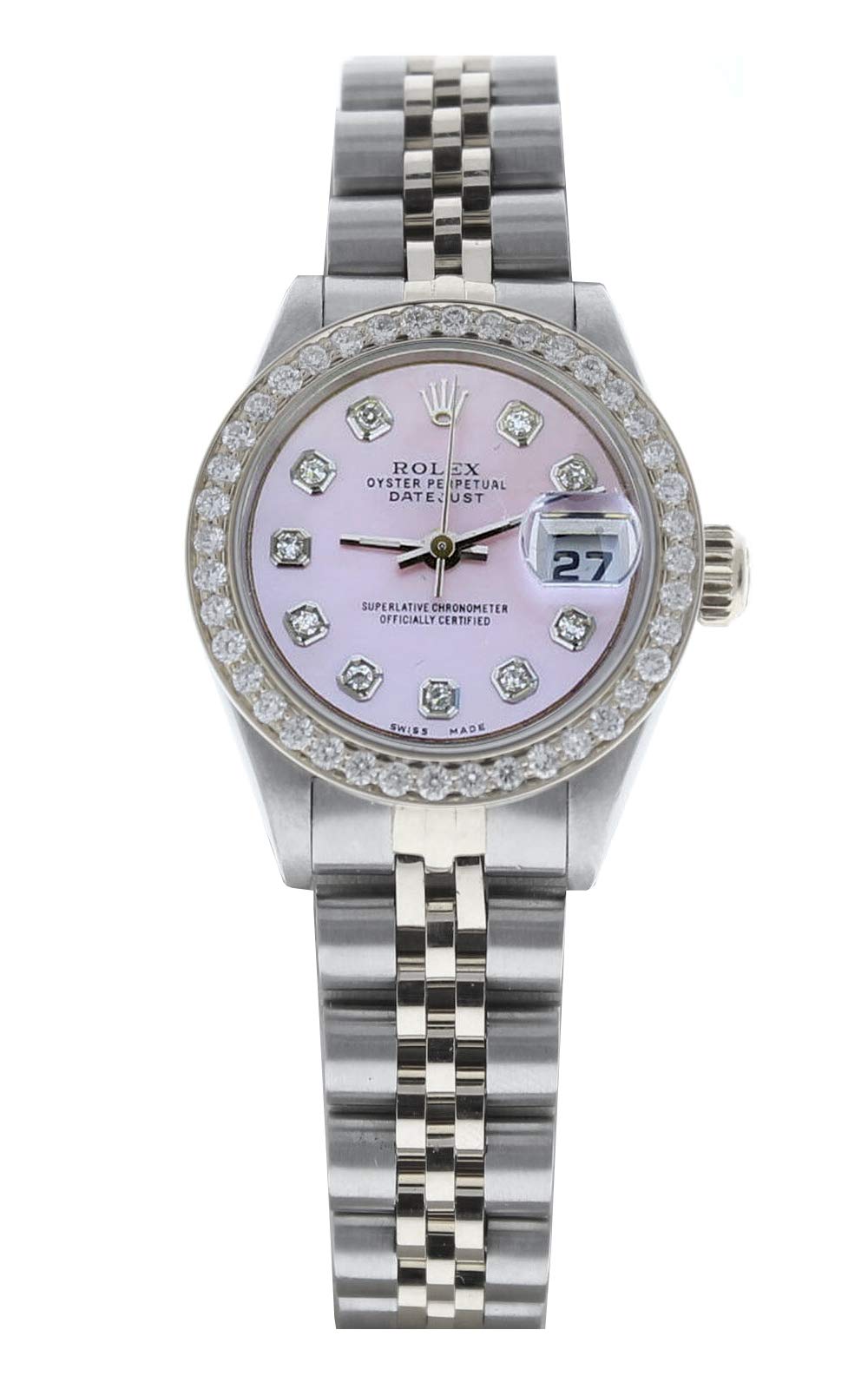 Rolex Ladys Datejust 69160 (Automatic) Custom Pink Mother of Pearl Diamond Dial & Diamond Bezel (Certified Preowned)