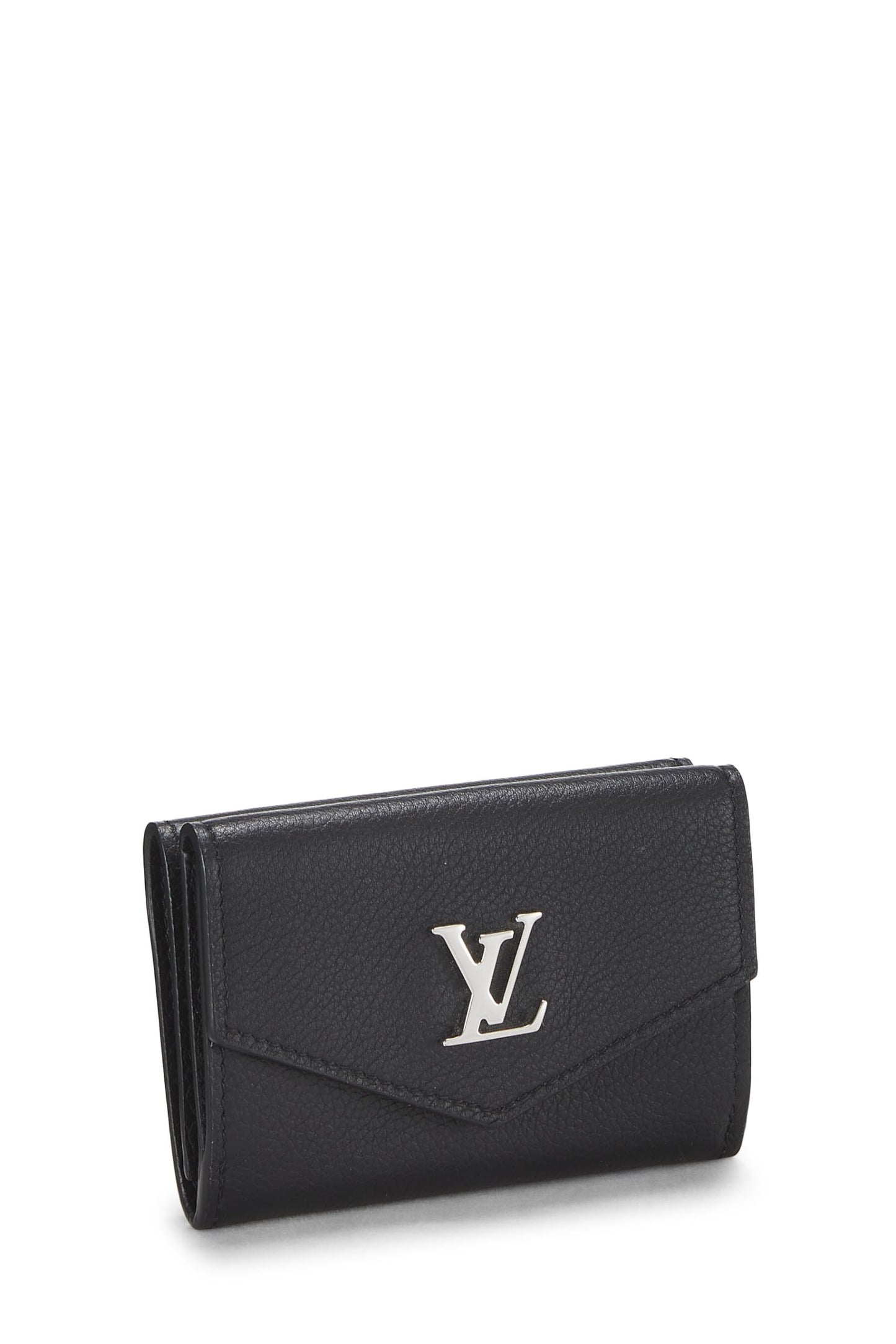 Louis Vuitton, Pre-Loved Black Leather Lock Me Wallet Mini, Black